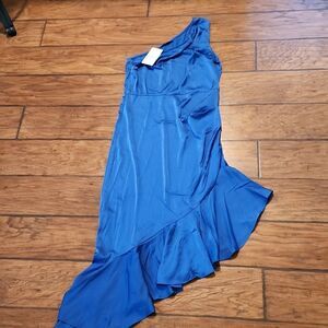 5/$15 Pretty Garden New with tag, women's medium royal blue asymmetric dress
